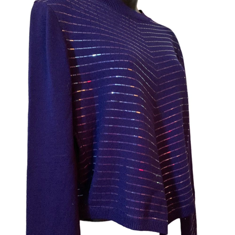 ST JOHN for Neiman-Marcus royal blue and silver top